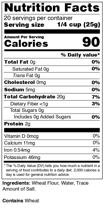 Nutrition Facts for Kataifi 500 gr