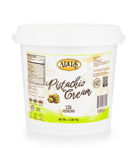 Alki's Pistachio Cream container with label on a white background