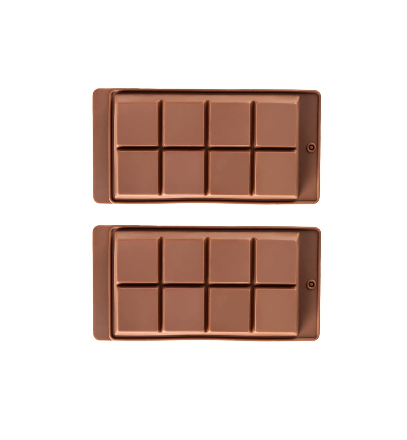 Two chocolate mold trays on a white background